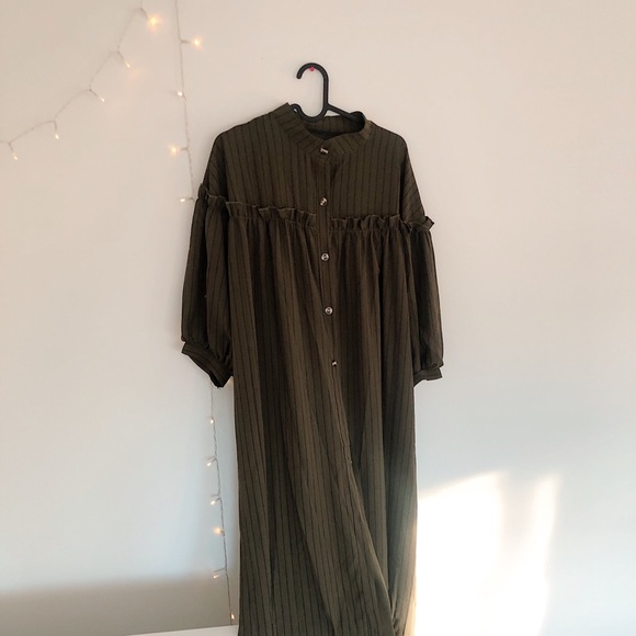 Olive button down dress (nwt) - Picture 1 of 12